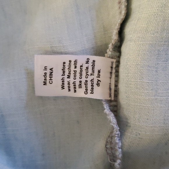 Michael Stars Chambray Blue Raglan Short Sleeve Round Neck Linen Top Size M - Picture 8 of 8